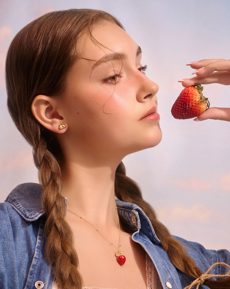 YVIS Strawberry Brass Necklace - Harvest Collection hover