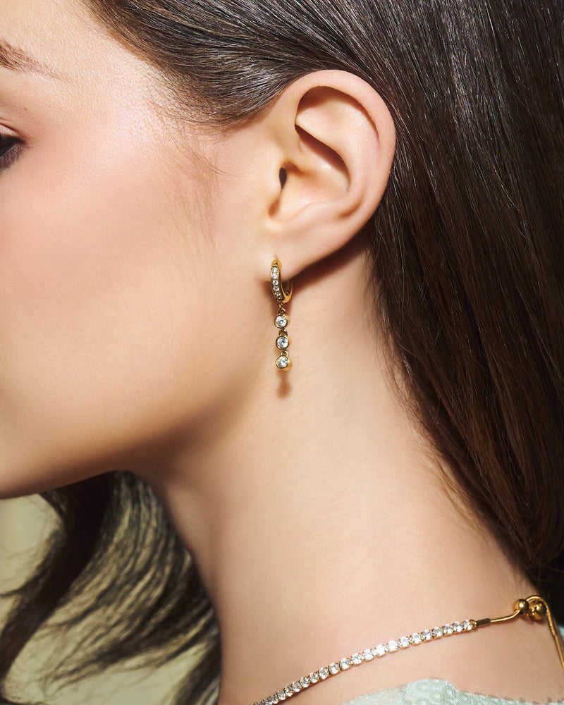 YVIS Trinity Bezel Stainless Steel Hoop Earrings - YVIS X FABRIQUE hover