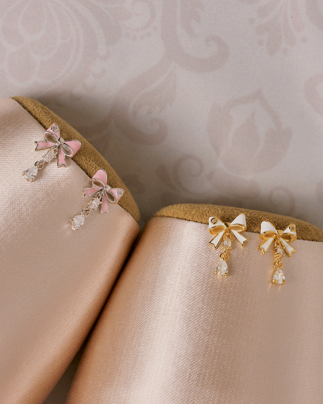 YVIS Ruban Blanc Brass Stud Earrings - Swanlake Collection