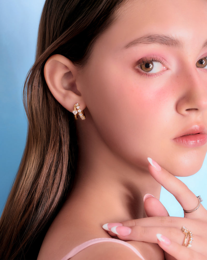 YVIS Double Band Stainless Hoop Earrings - Luminous Love Collection hover