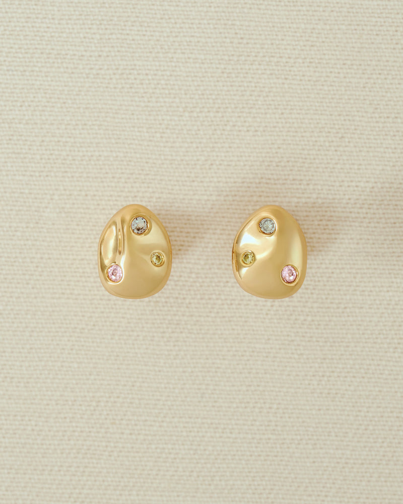 YVIS Coaster Brass Stud Earrings - FUNDAMENTAL Mitr X YVIS