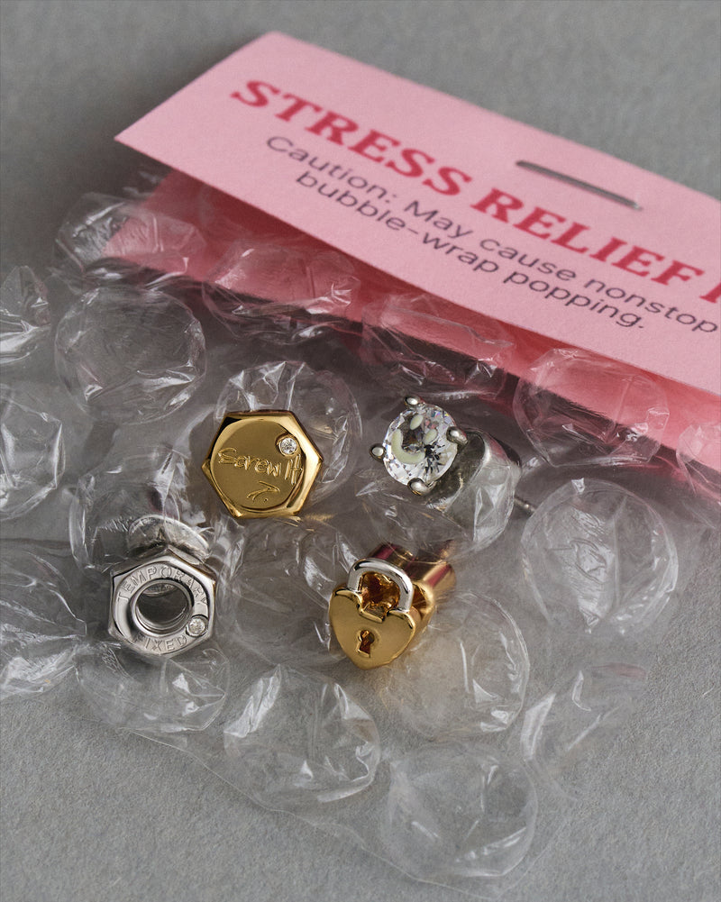 YVIS Temporary Fixed Brass Stud Earrings Set - YVIS x PAT CHAYANIT Emotional Support Centre
