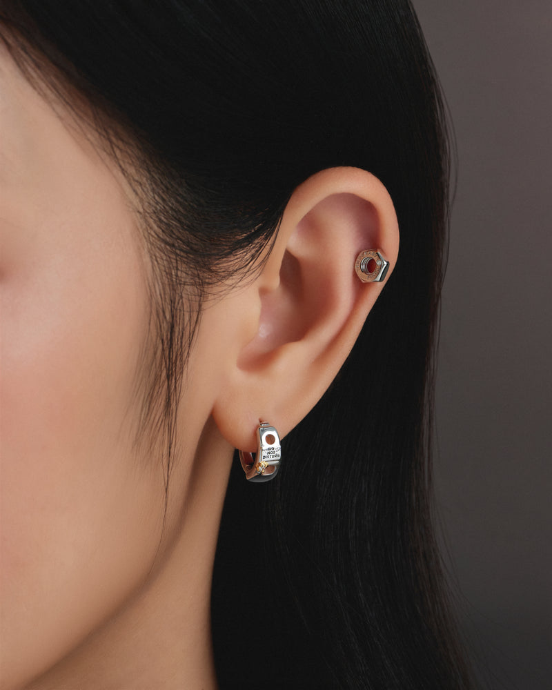 YVIS Do Not Disturb Brass Hoop Earrings - YVIS x PAT CHAYANIT Emotional Support Centre hover